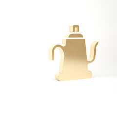 Gold Watering can icon isolated on white background. Irrigation symbol. 3d illustration 3D render