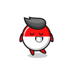Obraz premium indonesia flag badge cartoon illustration with a shy expression