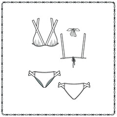 women's lingerie  editable fashion flat sketch for creating new designs mockup