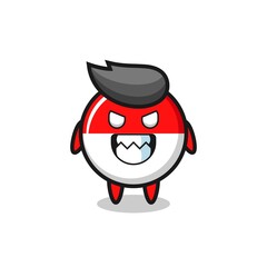 evil expression of the indonesia flag badge cute mascot character