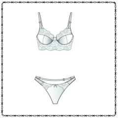 women's lingerie  editable fashion flat sketch for creating new designs mockup