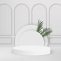 Naklejka na ściany i meble Abstract background with white color geometric 3d podiums. Vector illustration.
