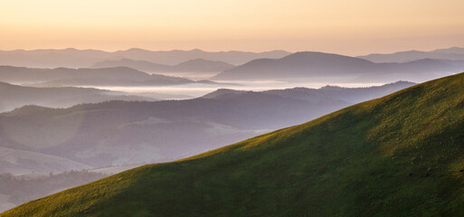 sunrise over the mountians. Carpathian. Ukraine