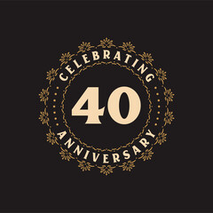 40 anniversary celebration, Greetings card for 40 years anniversary