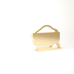 Gold Flour bowl icon isolated on white background. Baking Ingredients. Healthy organic food. Kitchen utensils cup. Dough cooking. 3d illustration 3D render