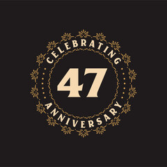 47 anniversary celebration, Greetings card for 47 years anniversary