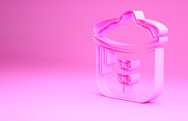 Pink Bag of flour icon isolated on pink background. Minimalism concept. 3d illustration 3D render