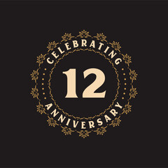 Fototapeta premium 12 anniversary celebration, Greetings card for 12 years anniversary