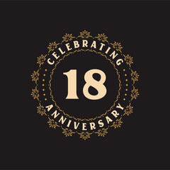 18 anniversary celebration, Greetings card for 18 years anniversary