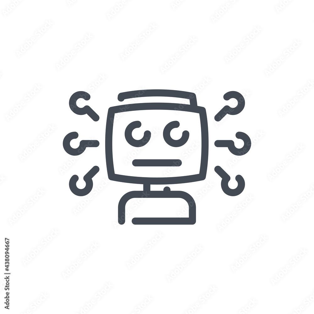 Poster robot head with connection line icon. bot with artificial intelligence vector outline sign.