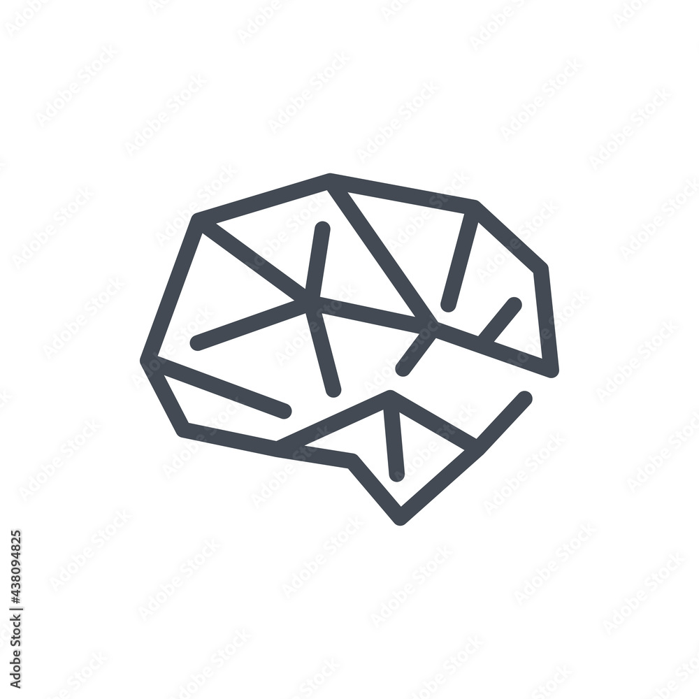 Poster artificial intelligence brain line icon. neurally connected brain vector outline sign.