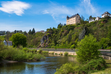 Fototapeta na wymiar View towards Schadeck Castle in Runkel an der Lahn / Germany 