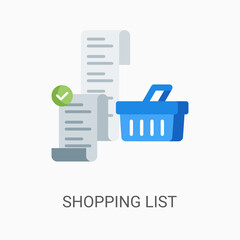 Shopping list vector illustration background in flat style. Suitable for web banners, social media, postcard, presentation and many more.