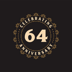 64 anniversary celebration, Greetings card for 64 years anniversary