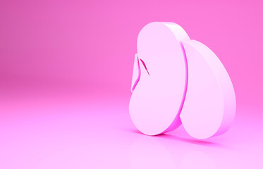Pink Beans icon isolated on pink background. Minimalism concept. 3d illustration 3D render