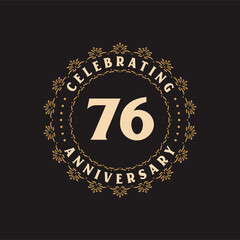 76 anniversary celebration, Greetings card for 76 years anniversary