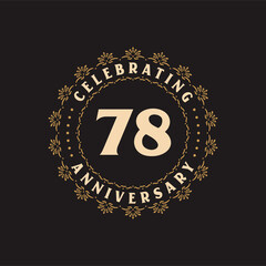 78 anniversary celebration, Greetings card for 78 years anniversary