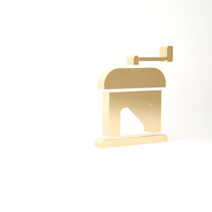 Gold Manual coffee grinder icon isolated on white background. 3d illustration 3D render