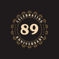 89 anniversary celebration, Greetings card for 89 years anniversary