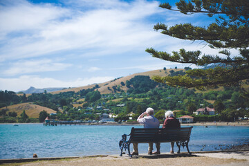 Akaroa beach and harbour, New Zealand