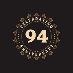 94 anniversary celebration, Greetings card for 94 years anniversary