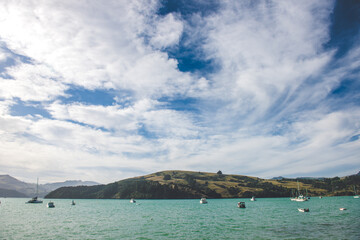 Akaroa beach and harbour, New Zealand