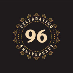 96 anniversary celebration, Greetings card for 96 years anniversary