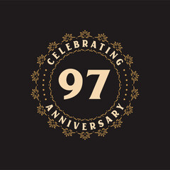 97 anniversary celebration, Greetings card for 97 years anniversary
