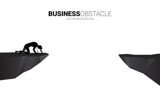 Vector3693silhouette Of Businessman Crawling On The Cliff. Concept For Dead End Business And Obstacle.