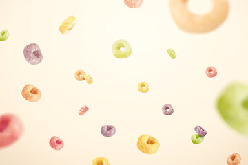 Colourful ring cereals flying