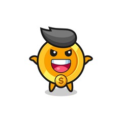 Obraz premium the illustration of cute dollar currency coin doing scare gesture