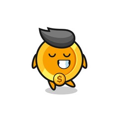dollar currency coin cartoon illustration with a shy expression