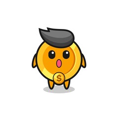 the amazed expression of the dollar currency coin cartoon
