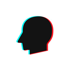 Two color Human head profile silhouette vector illustration
