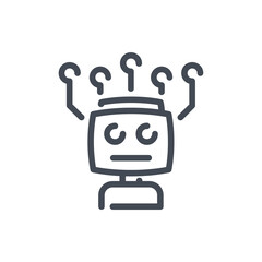 Bot with artificial intelligence network line icon. Robot head with connection vector outline sign.