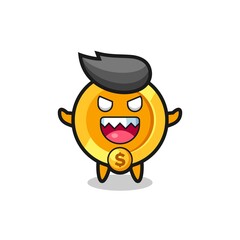 illustration of evil dollar currency coin mascot character