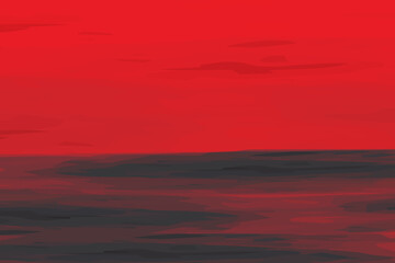 Futuristic Martian landscape. Sands and rolling hills and red skies. Fantasy panorama. Space background. Vector Illustration