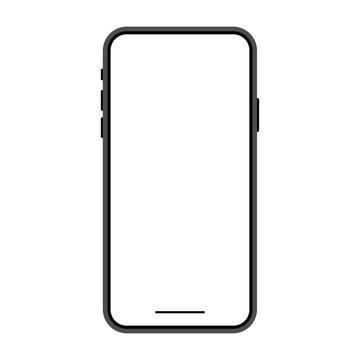 Smartphone realistic mockup. Mobile phone frame with blank display, front view.