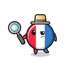 france flag badge detective character is analyzing a case