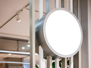 Signboard Mock up Circle shape shop front logo lightbox