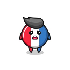 disappointed expression of the france flag badge cartoon