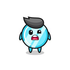 the shocked face of the cute mirror mascot