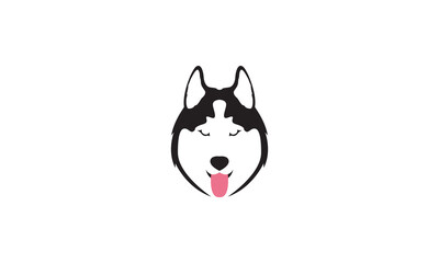 modern cute head dog siberian husky logo vector icon illustration design © devastudios