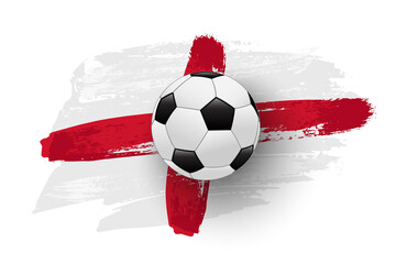 Realistic soccer ball on flag of England made of brush strokes. Vector football design element. © backup16