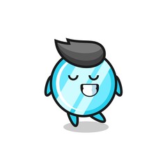 mirror cartoon illustration with a shy expression