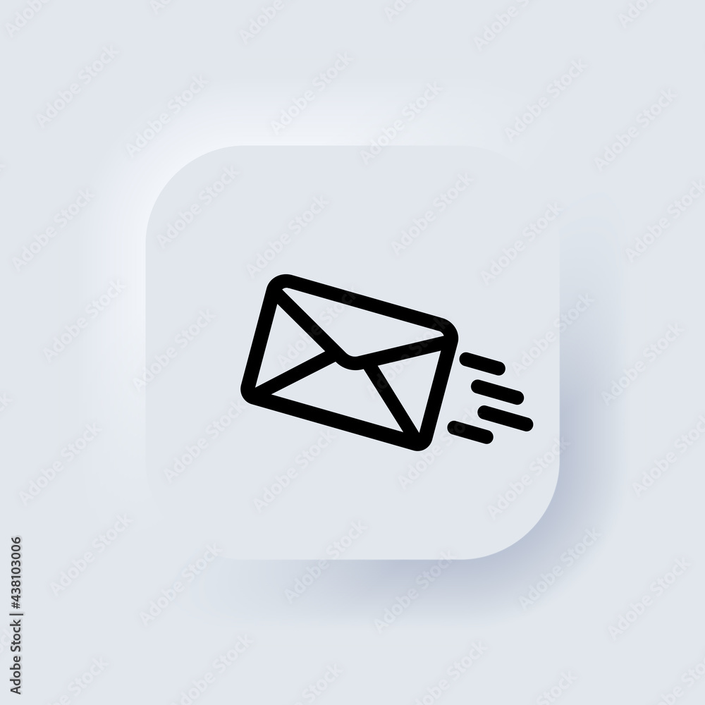 Poster sms icon. dialog, chat, new message. new gmail, email. communication concept. neumorphic ui ux white