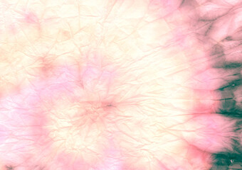 Fototapeta na wymiar Pink Tie Dye Texture. Flower Batik Art. Swirl Tie