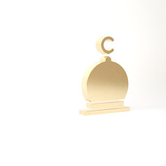 Gold Muslim Mosque icon isolated on white background. 3d illustration 3D render