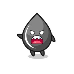 cute oil drop cartoon in a very angry pose