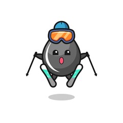 oil drop mascot character as a ski player